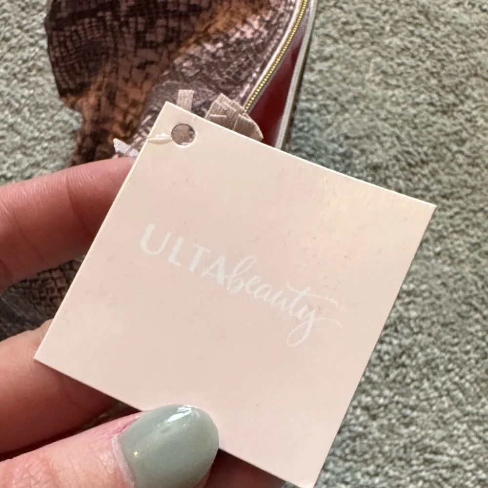 Ulta Beauty Pink and Brown Snake Print Cosmetic Bag